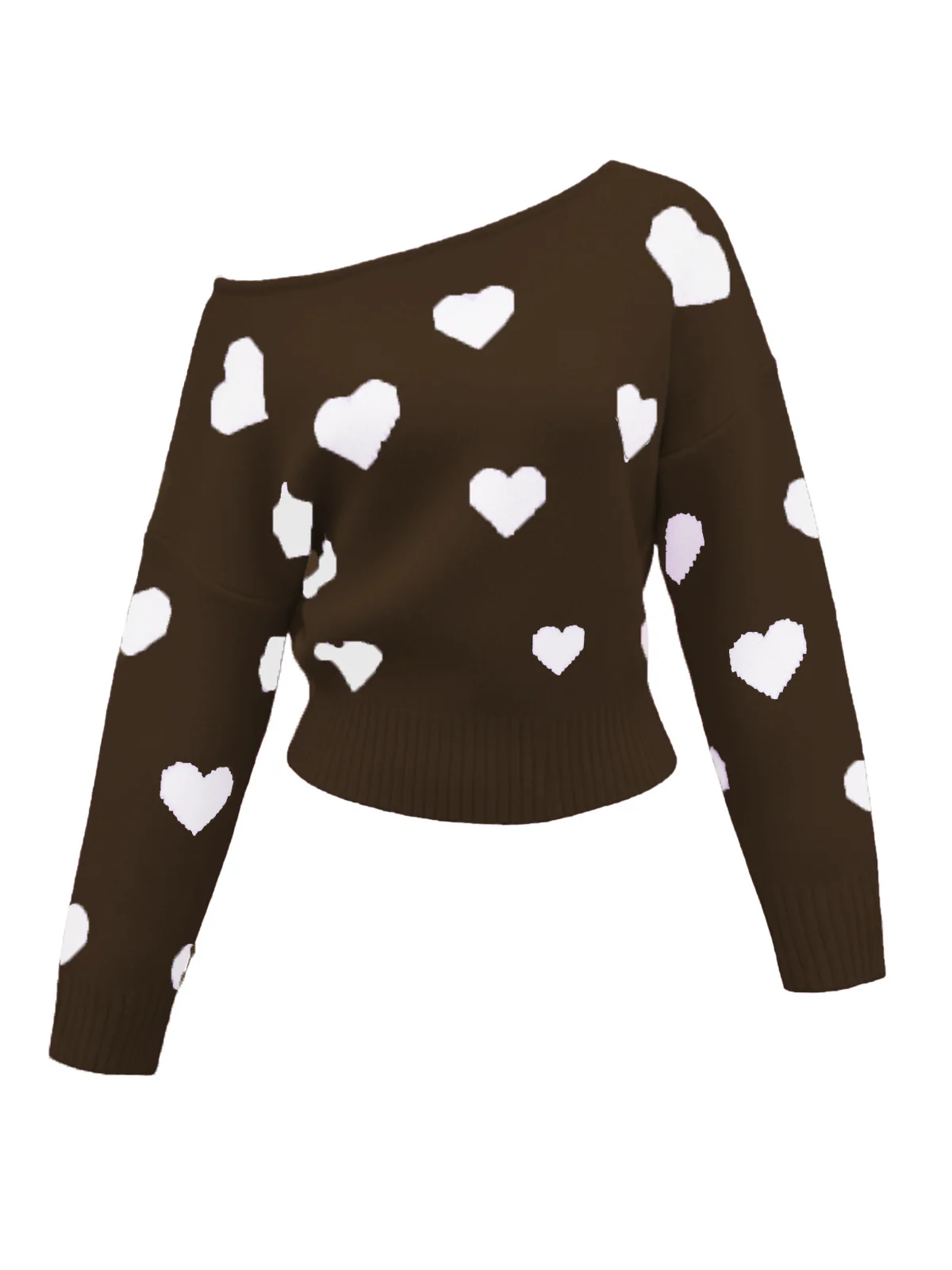 1970s Valentine Heart Asymmetrical Shoulder Pullover Sweater - Image 12