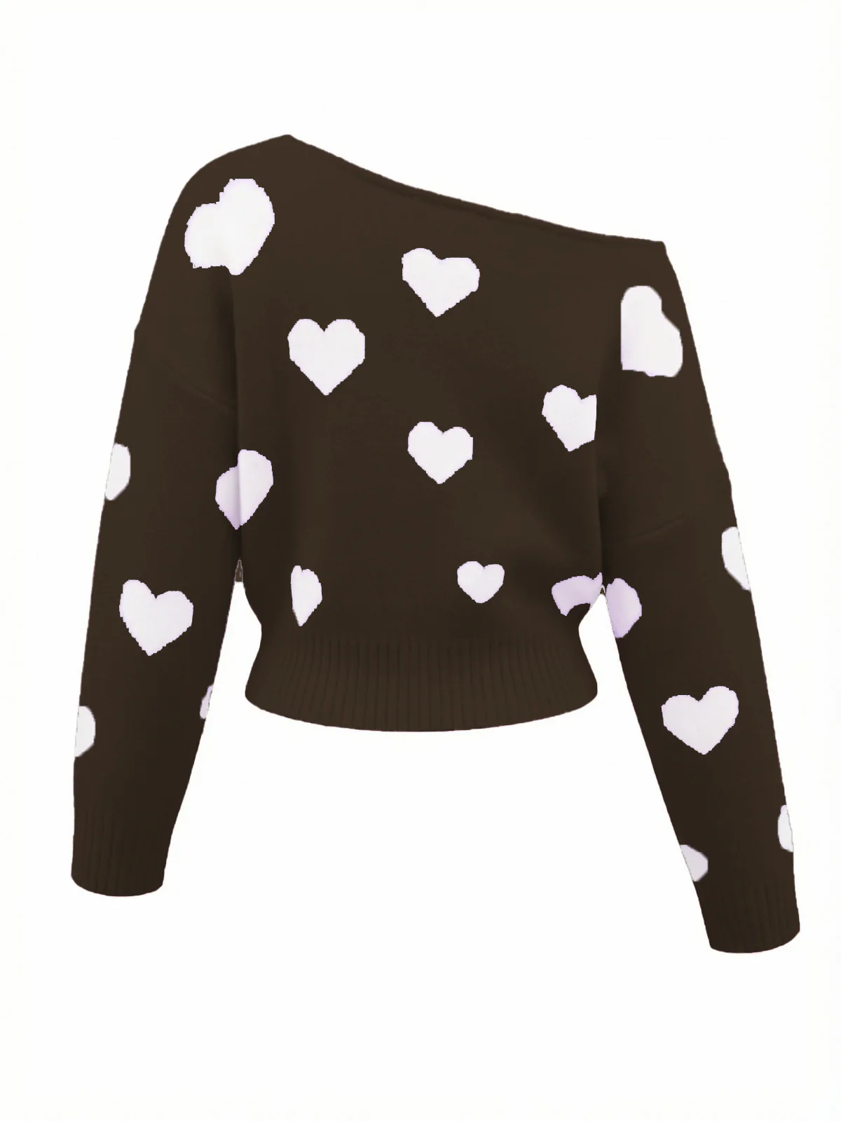 1970s Valentine Heart Asymmetrical Shoulder Pullover Sweater - Image 13