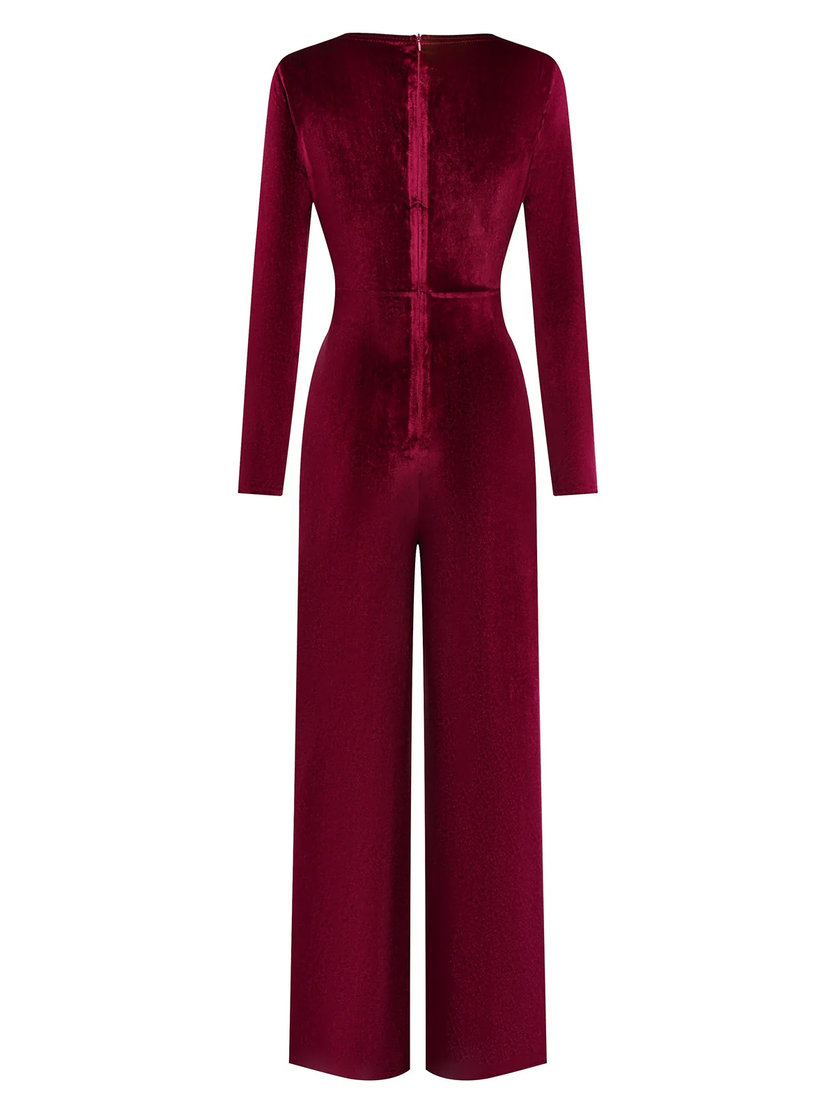 1970s Velvet Deep V-Neck Long Sleeve Jumpsuit - Image 2