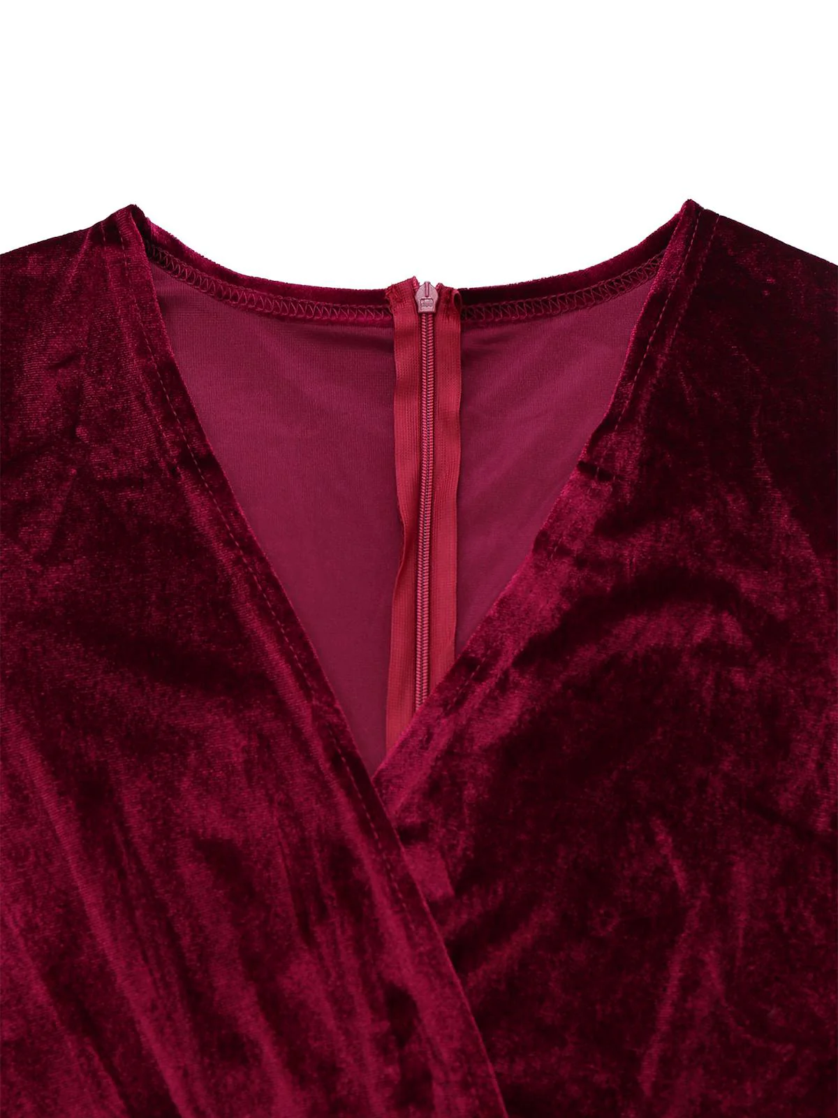 1970s Velvet Deep V-Neck Long Sleeve Jumpsuit - Image 3