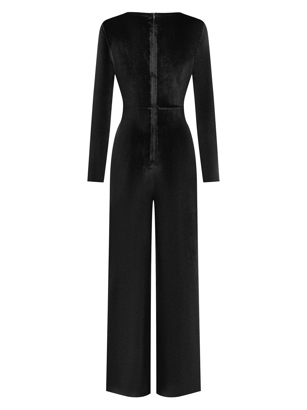1970s Velvet Deep V-Neck Long Sleeve Jumpsuit - Image 7