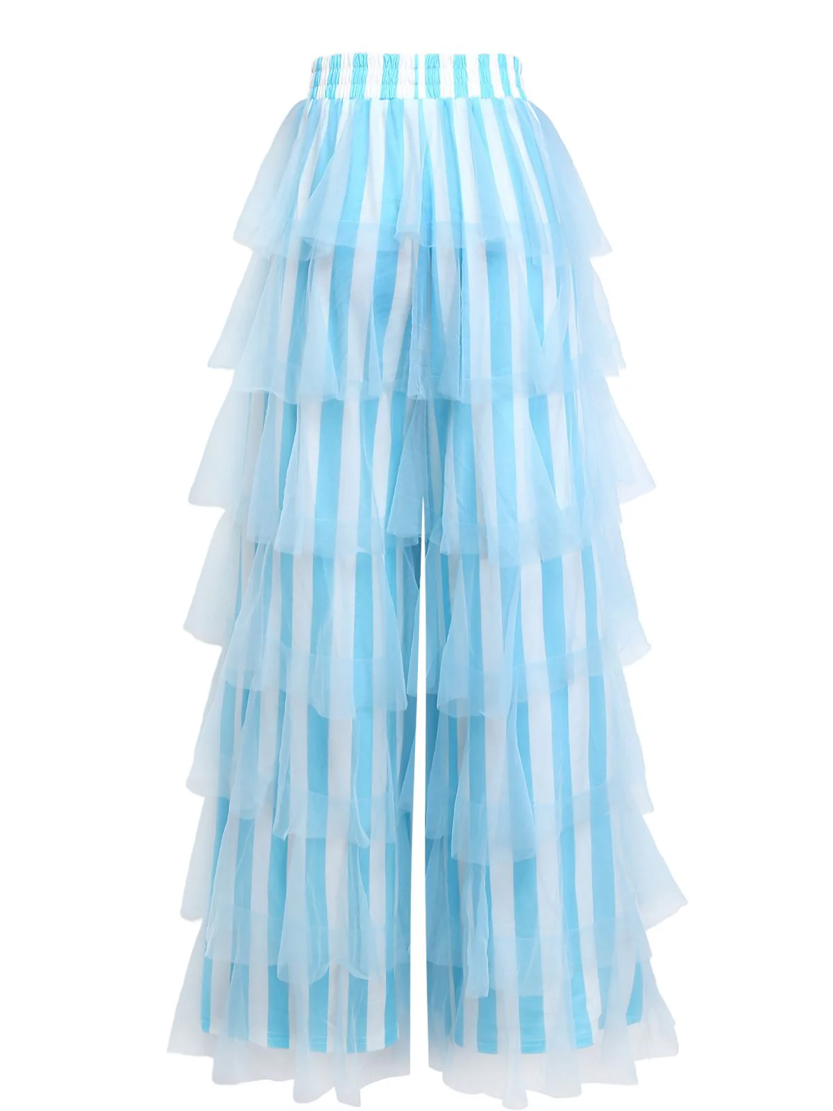 1970s Vertical Stripe Mesh Tiered Ruffle Pants - Image 2