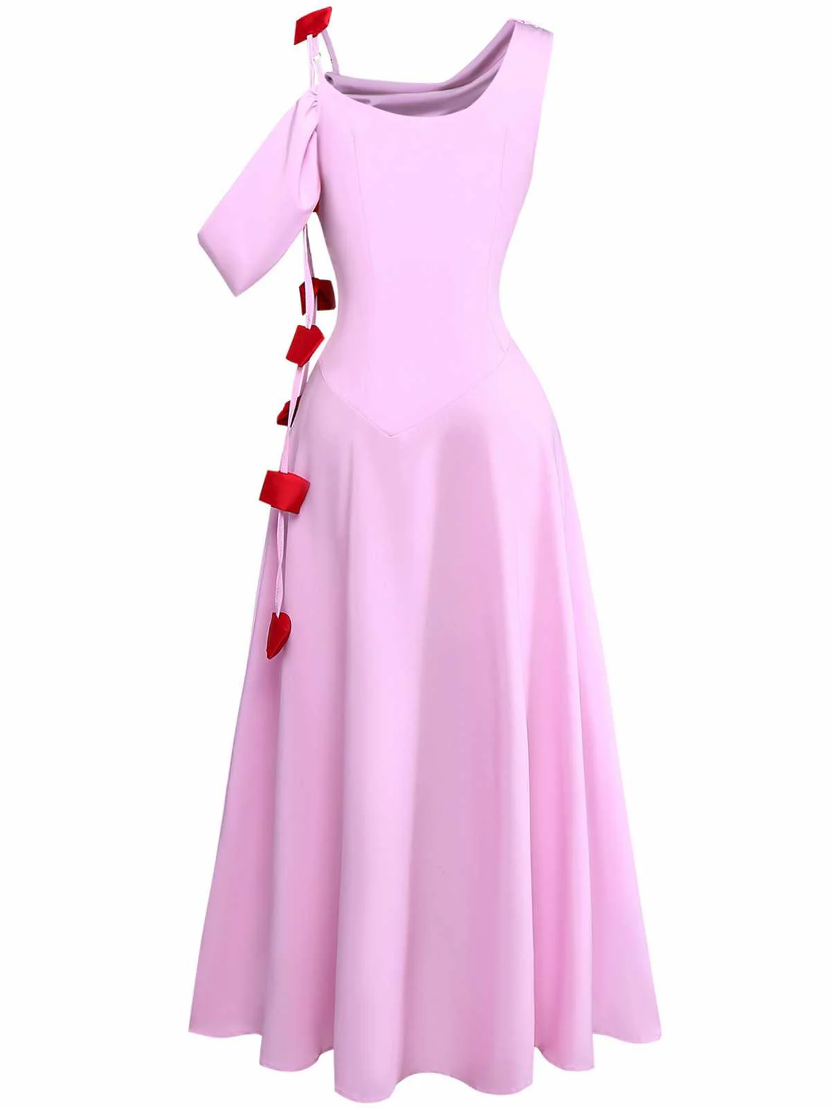 1980s Asymmetric One-Shoulder Draped Midi Dress - Image 4