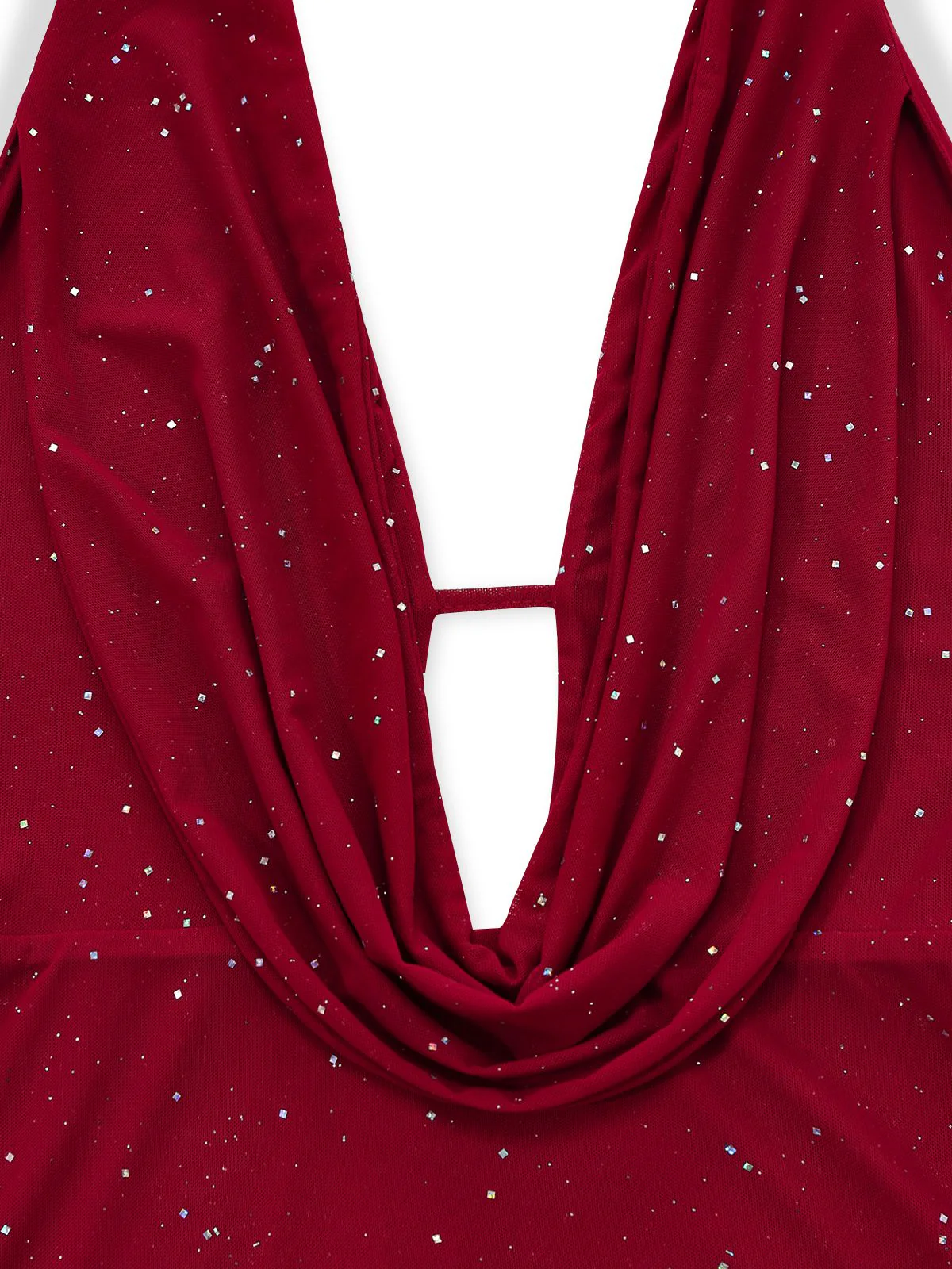 1980s Backless Cowl Glitter Halter Slit Maxi Dress - Image 4
