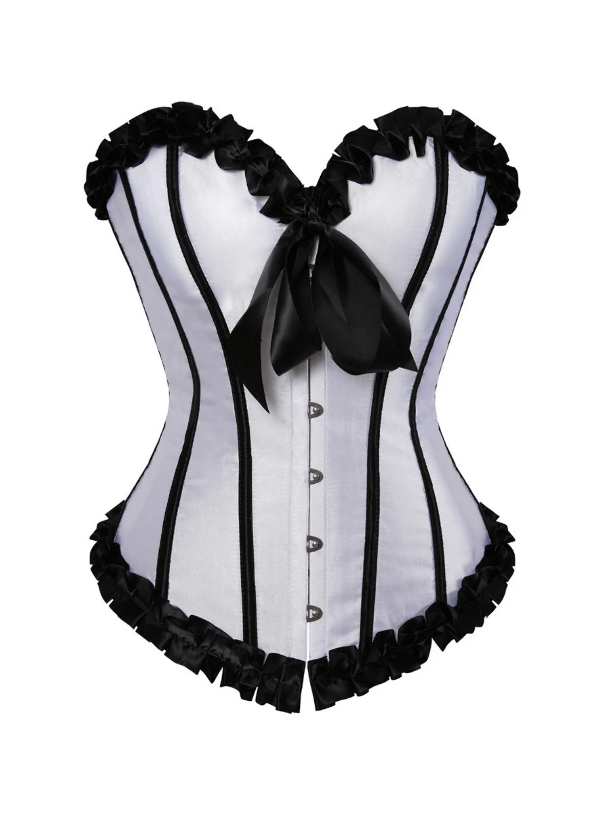 1980s Binding Bow Box-Pleat Patchwork Corset - Image 3