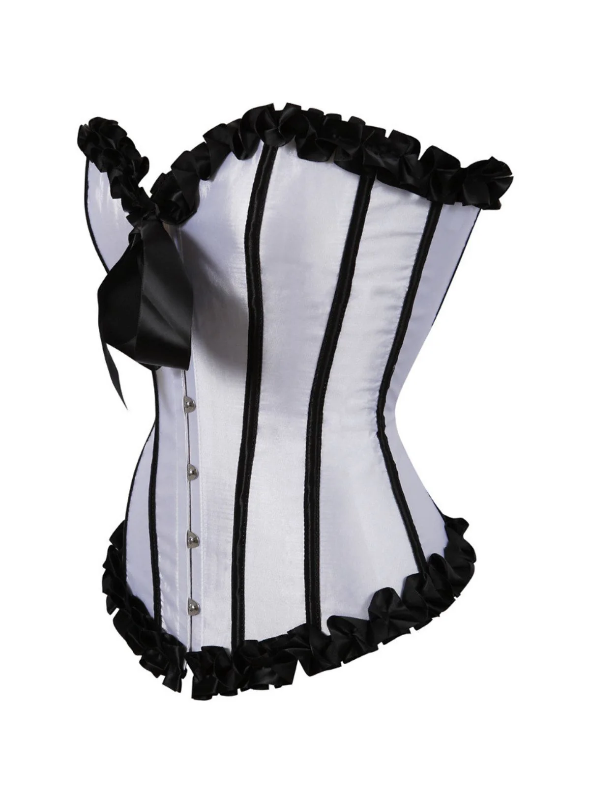 1980s Binding Bow Box-Pleat Patchwork Corset - Image 4