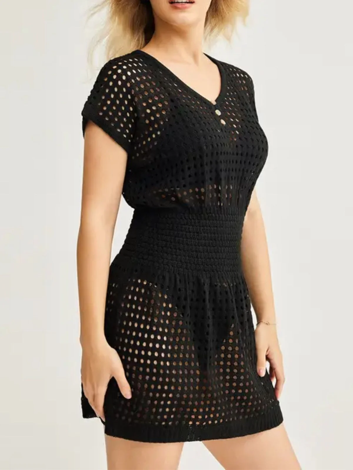 1980s Boho Crochet Cutout Beach Cover-Up - Image 3