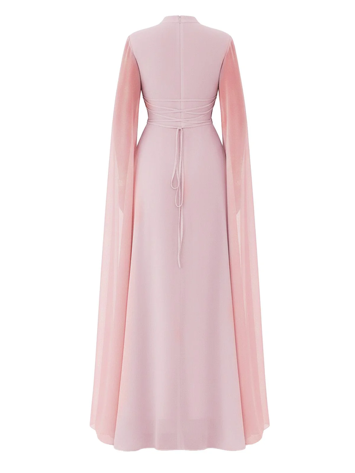 1980s Cape Sleeved Back Tie Maxi Dress - Image 4