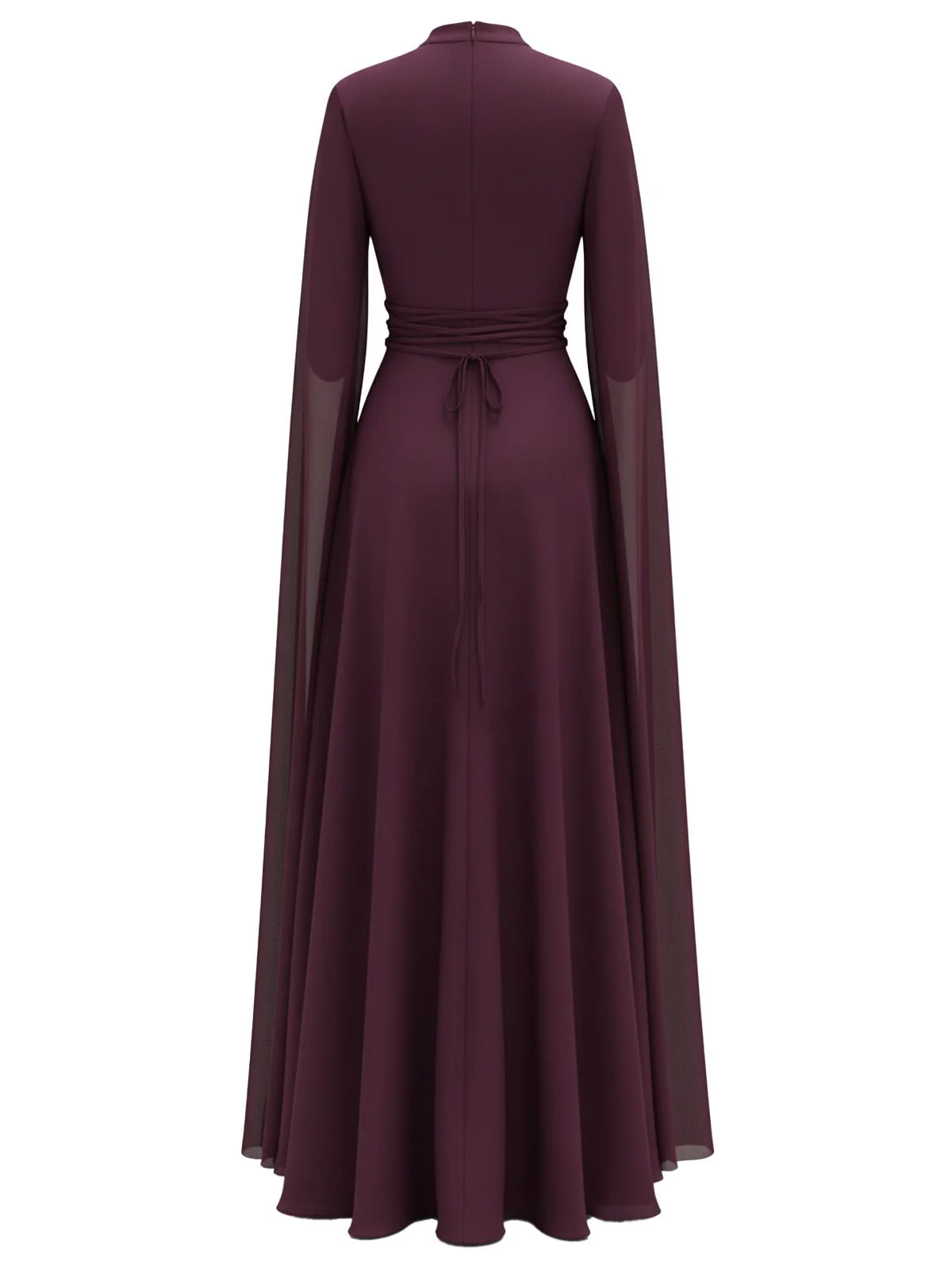 1980s Cape Sleeved Back Tie Maxi Dress - Image 6