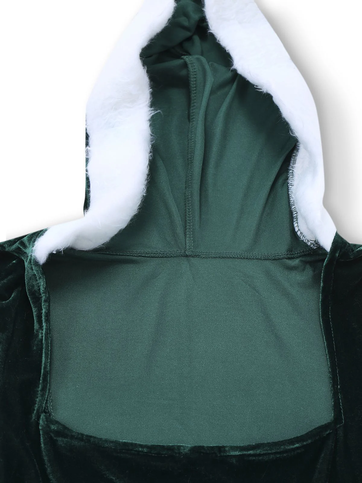 1980s Christmas Fur Trim Hooded Velvet Dress - Image 10