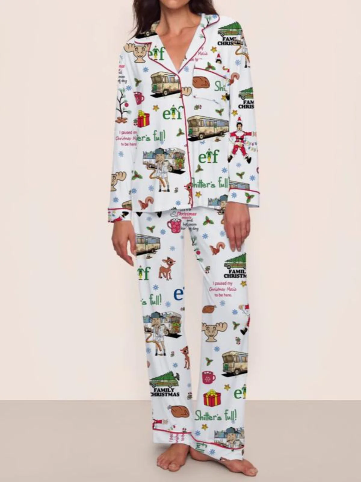 1980s Christmas Print Pajama Set - Image 2