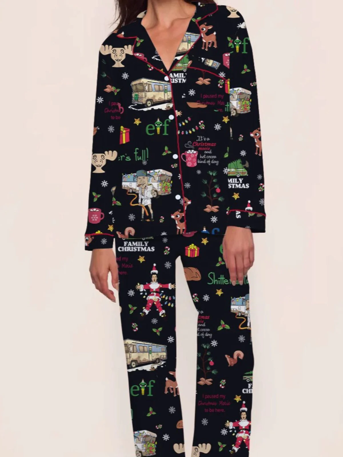 1980s Christmas Print Pajama Set - Image 4
