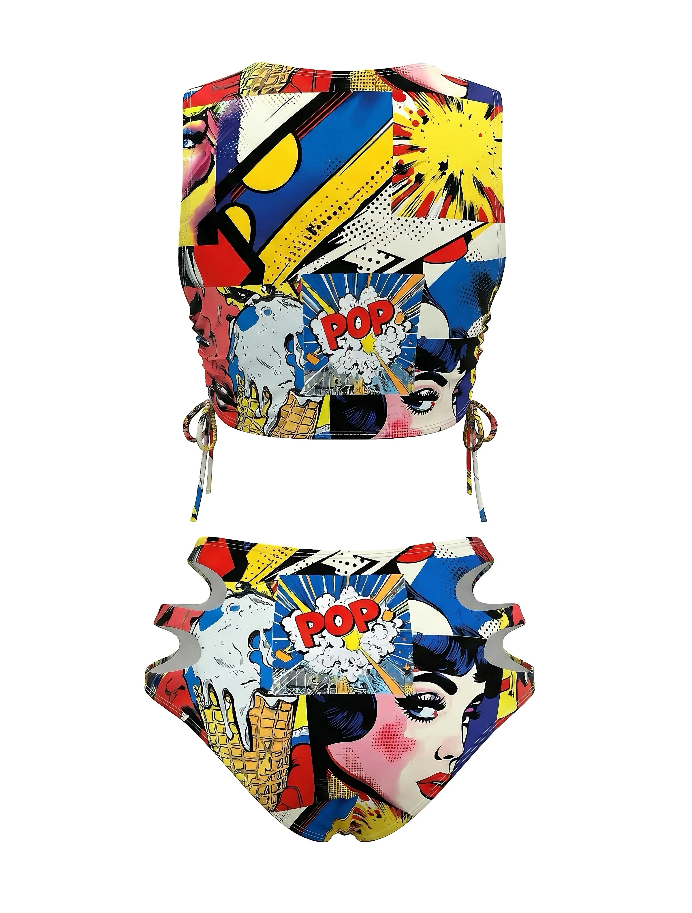 1980s Classic Pop Art Cutout Tankini Set - Image 3