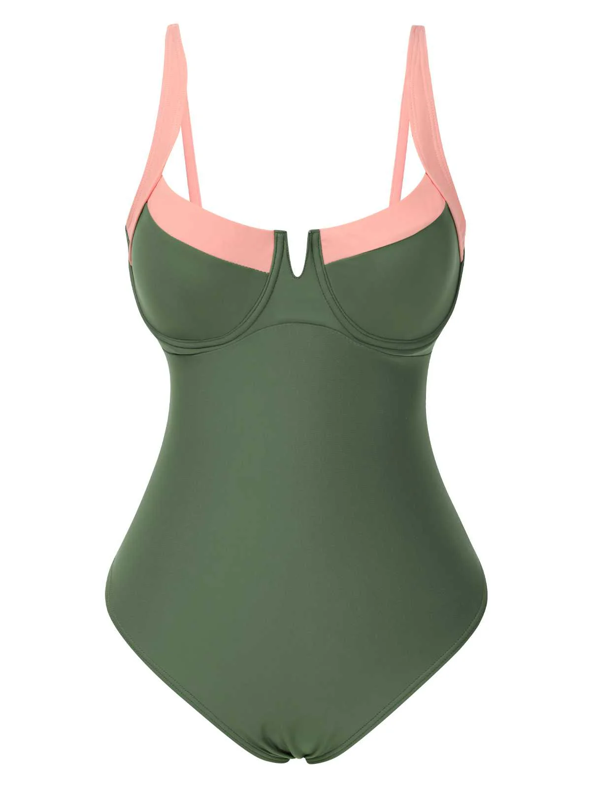 1980s Colorblock Strap High-Leg One-Piece Swimsuit - Image 3