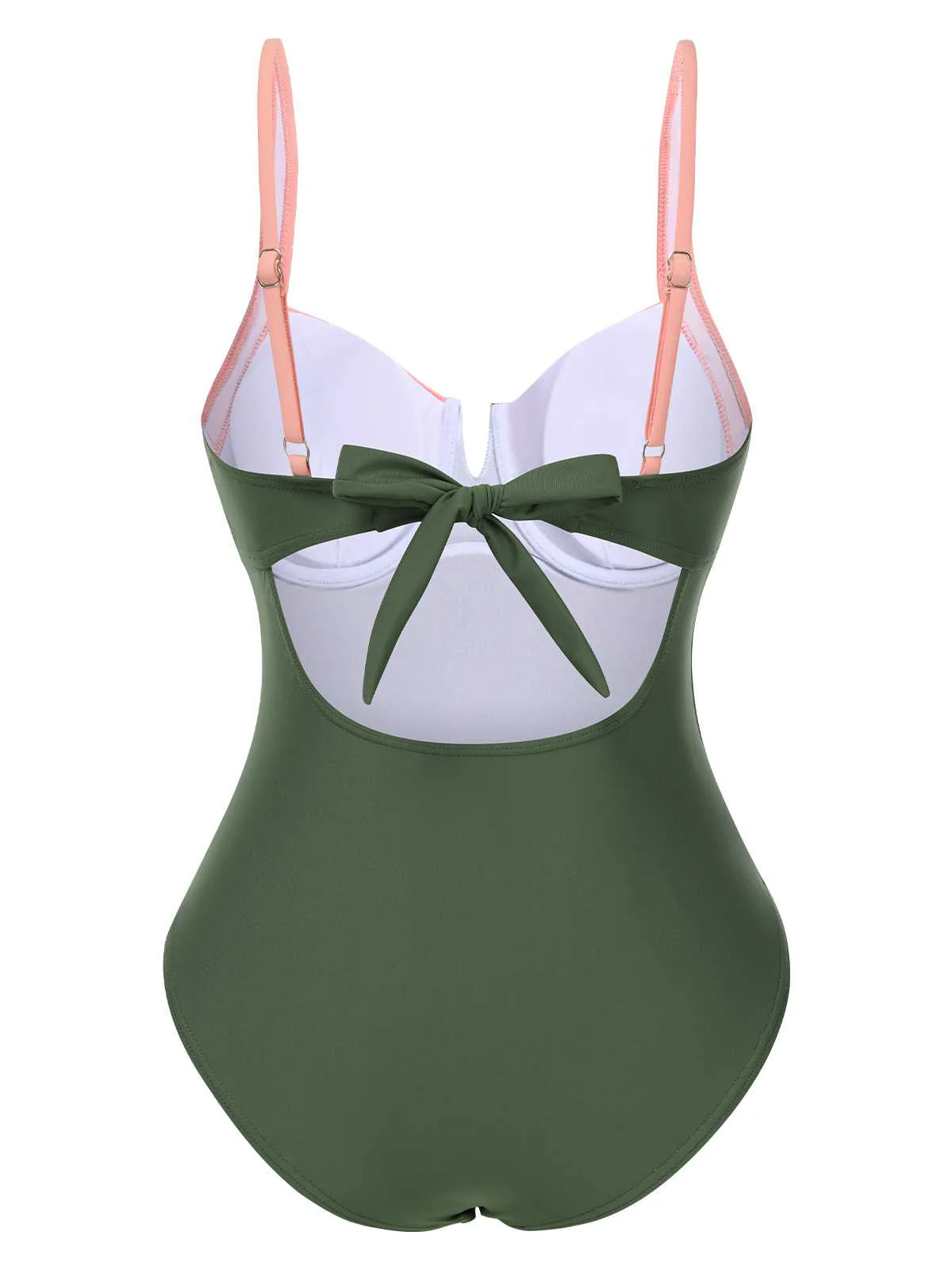 1980s Colorblock Strap High-Leg One-Piece Swimsuit - Image 4