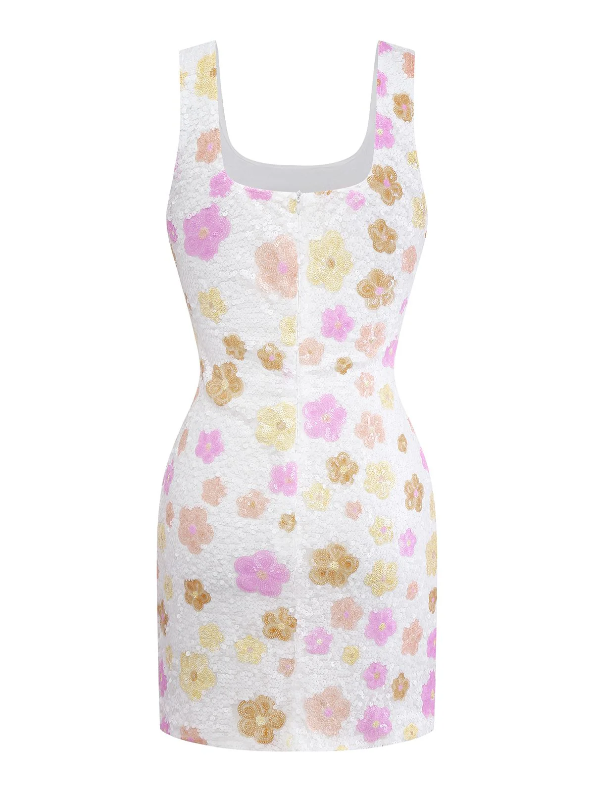 1980s Colorful Floral Sequined Slit Bodycon Dress - Image 2
