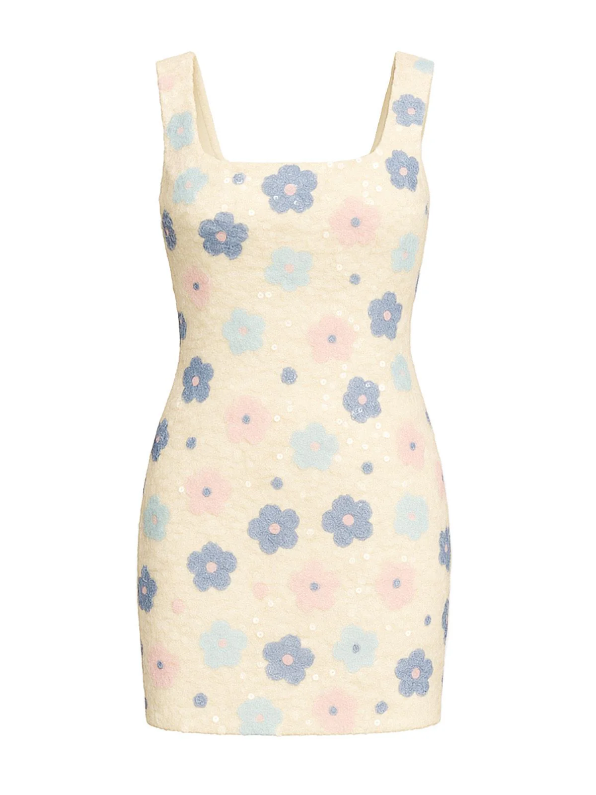 1980s Colorful Floral Sequined Slit Bodycon Dress - Image 6