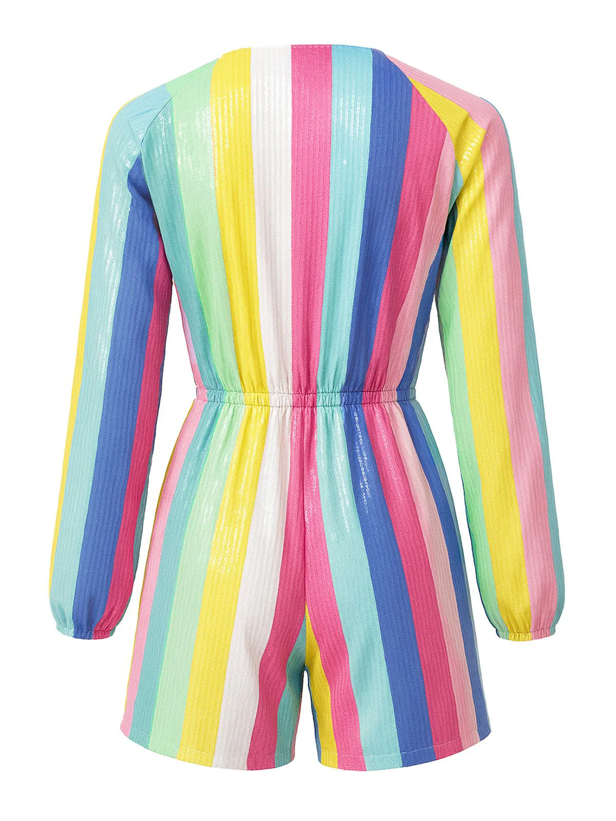 1980s Colorful Striped Sequined V-Neck Romper - Image 3