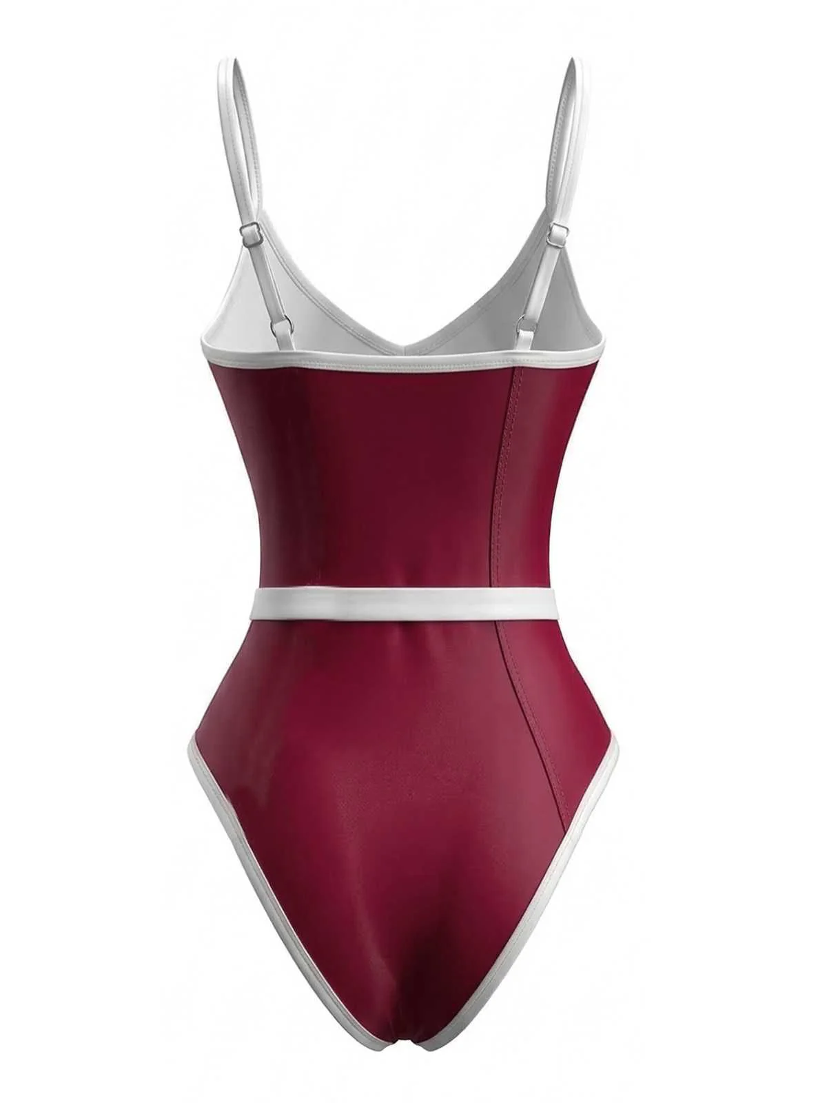 1980s Contrast Belted One-Piece Swimsuit - Image 18