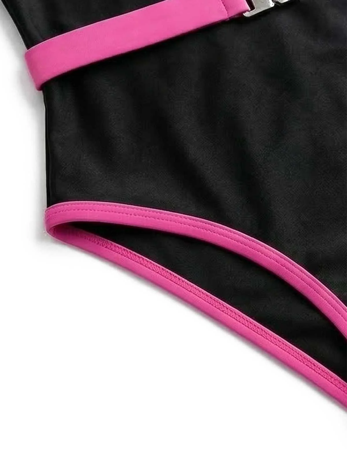 1980s Contrast Belted One-Piece Swimsuit - Image 8