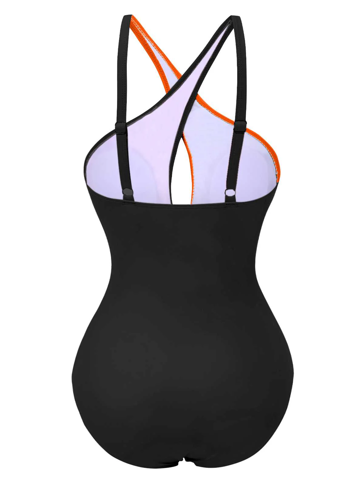 1980s Contrast Cross Strap Ring-Tie One-Piece Swimsuit - Image 5