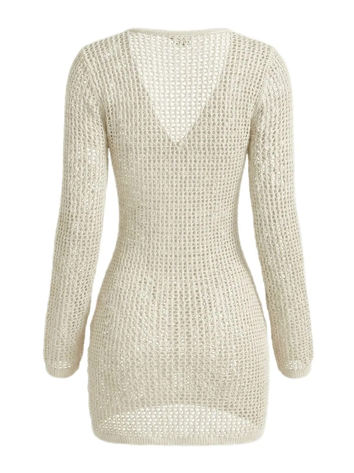1980s Crochet Knit Cutout Ring Long Sleeve Cover-Up - Image 4