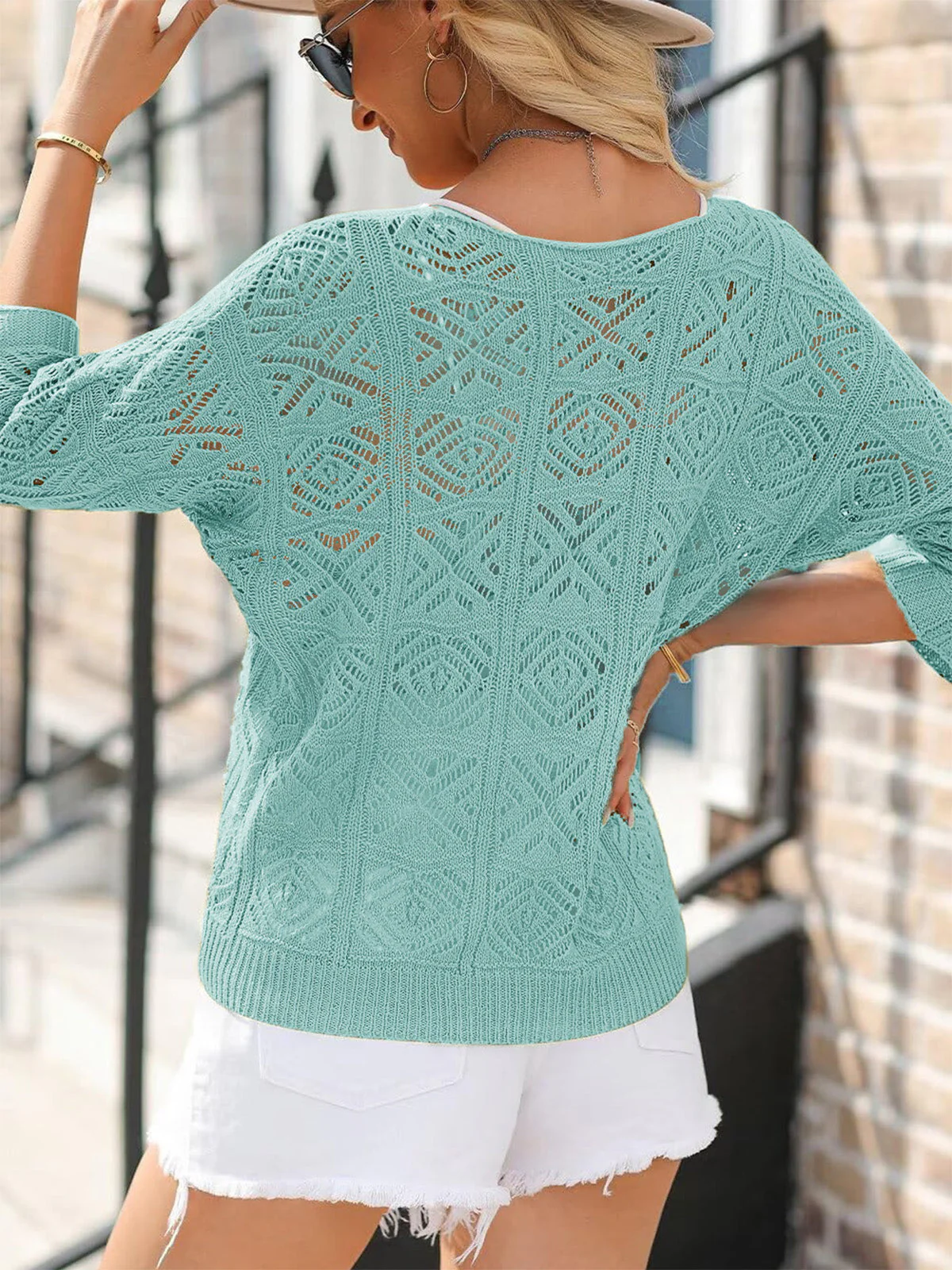 1980s Crocheted Open-Knit Off-Shoulder Cover-Up - Image 7