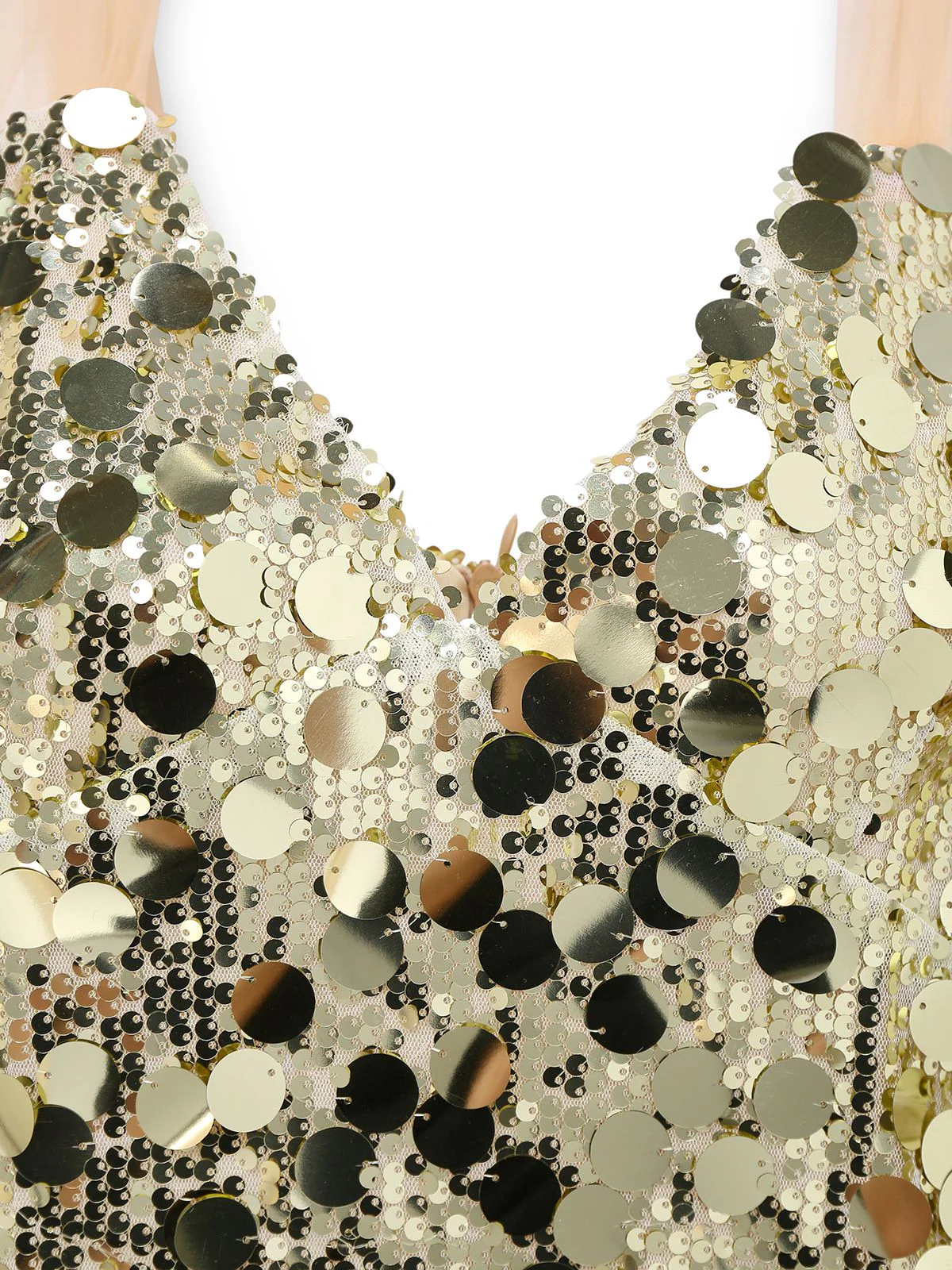 1980s Deep V-Neck Mesh Sequined Lace-Up Dress - Image 5