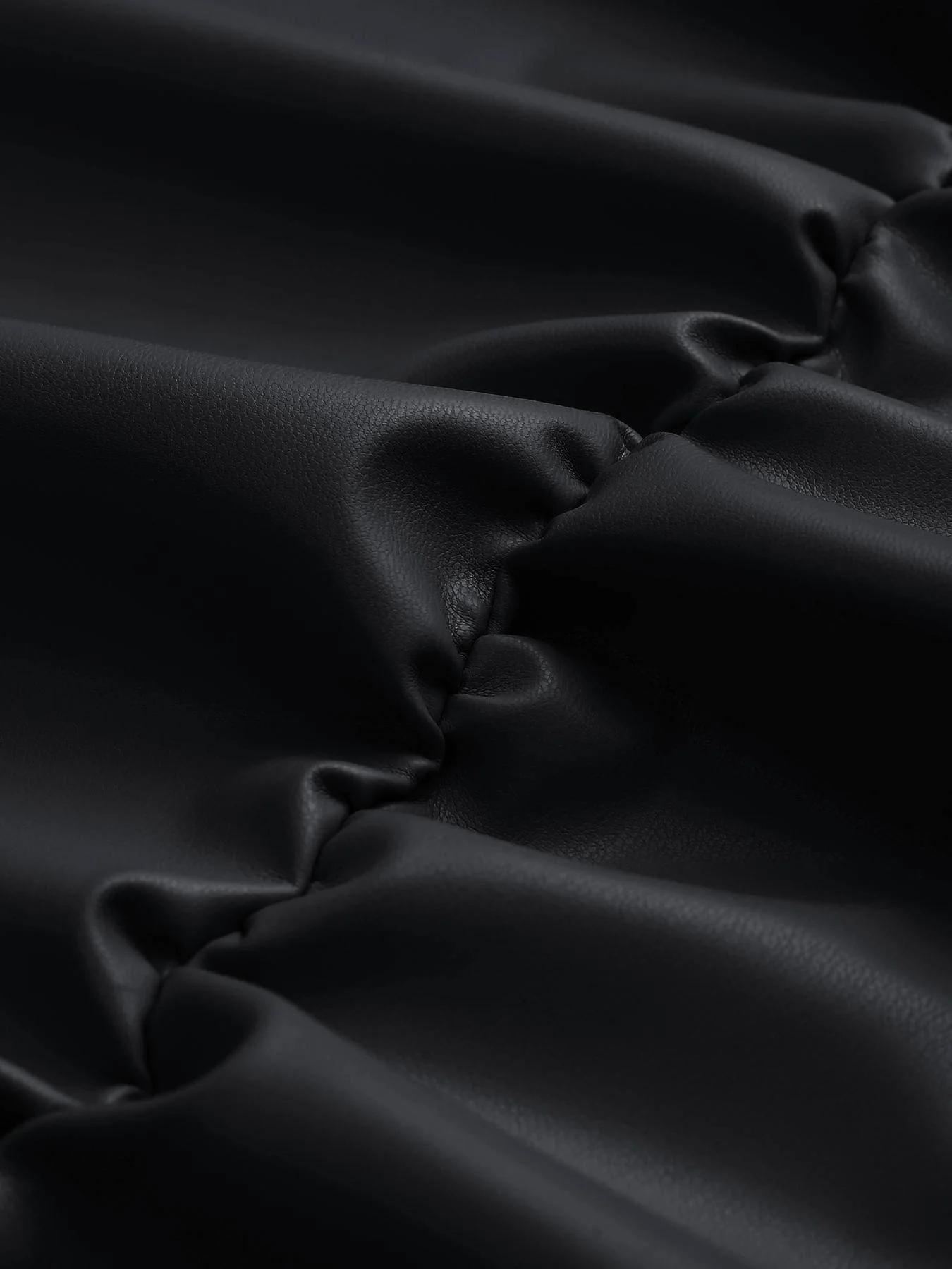 1980s Faux Leather Bow Long Sleeve Dress - Image 4