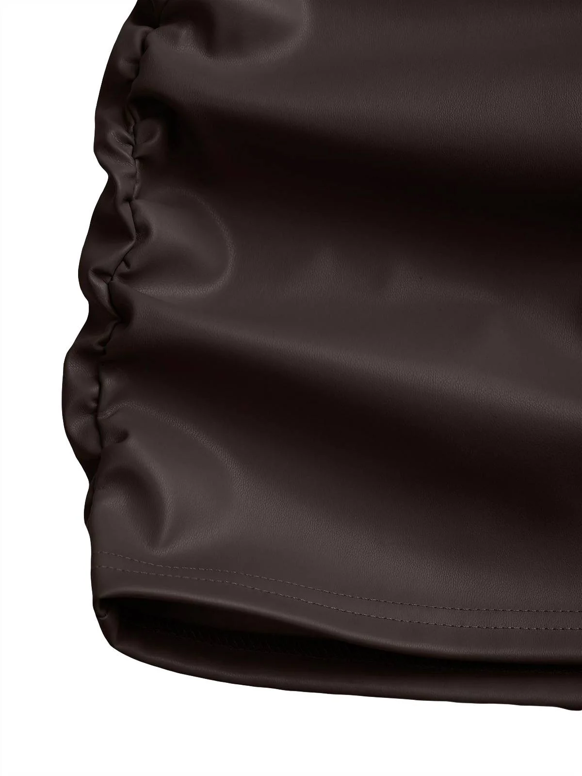 1980s Faux Leather Bow Long Sleeve Dress - Image 9