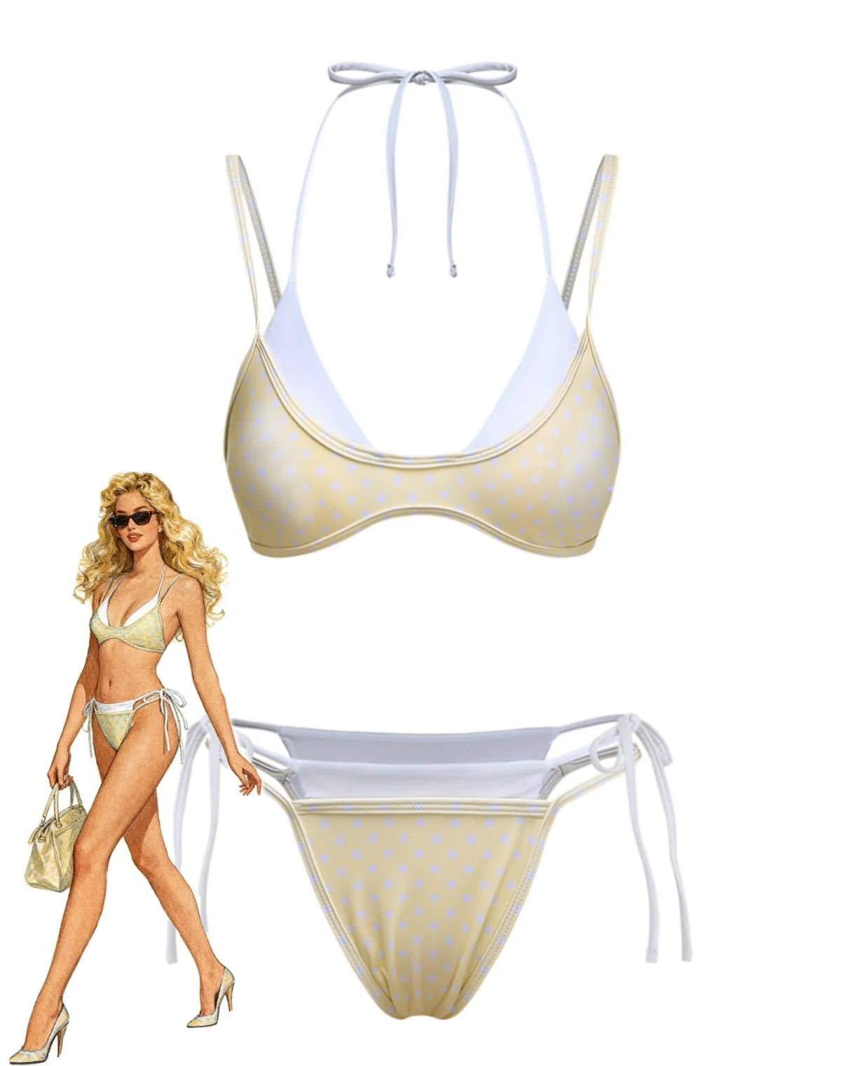 1980s Faux Two-Piece Tie-Side Bikini Set - Image 6
