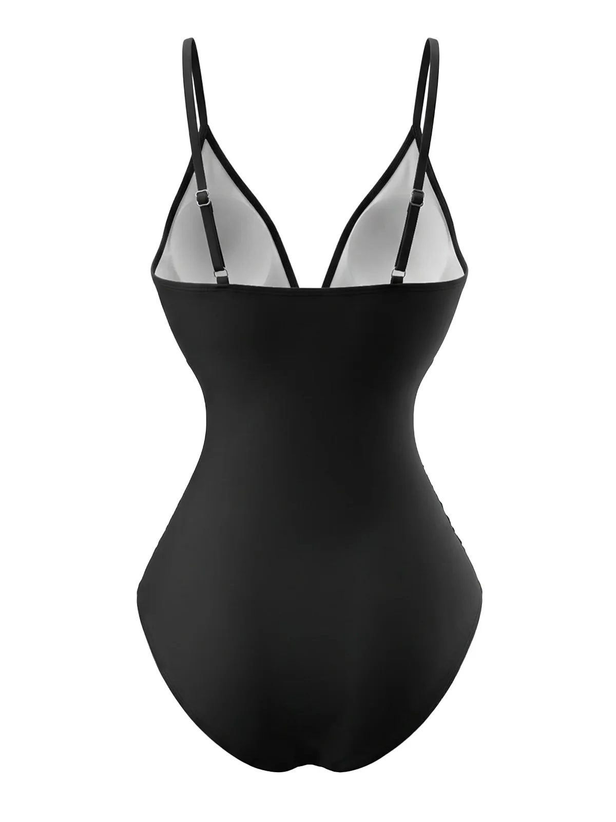 1980s Floral V-Neck Ruched One-Piece Swimsuit - Image 9
