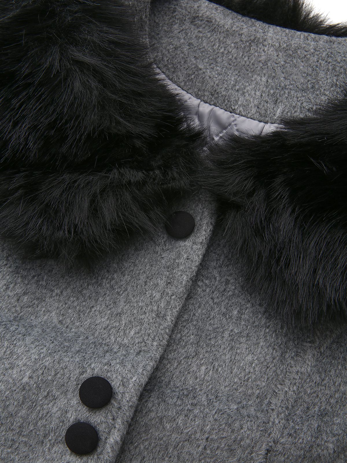 1980s Fur Trim Solid Faux-Wool Coat - Image 4