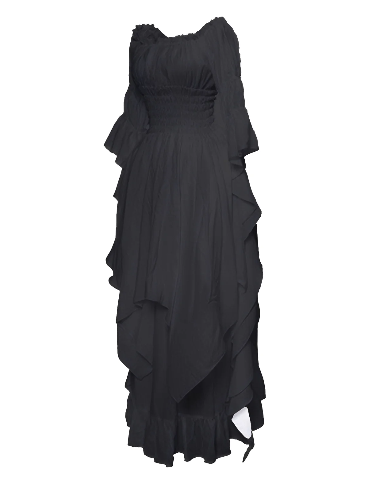 1980s Gothic Bell Sleeve Irregular Hem Dress - Image 4