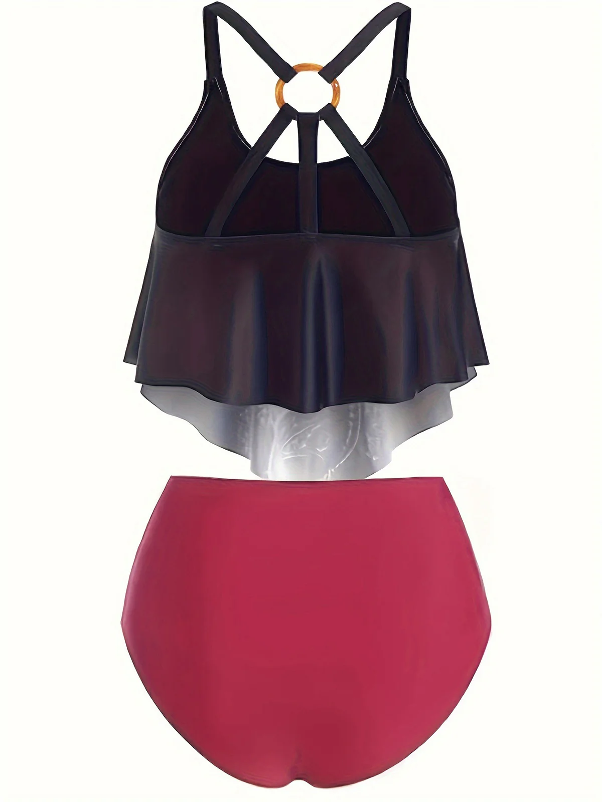 1980s Gothic Dragon Back-Cross Ruffle Swimsuit - Image 2