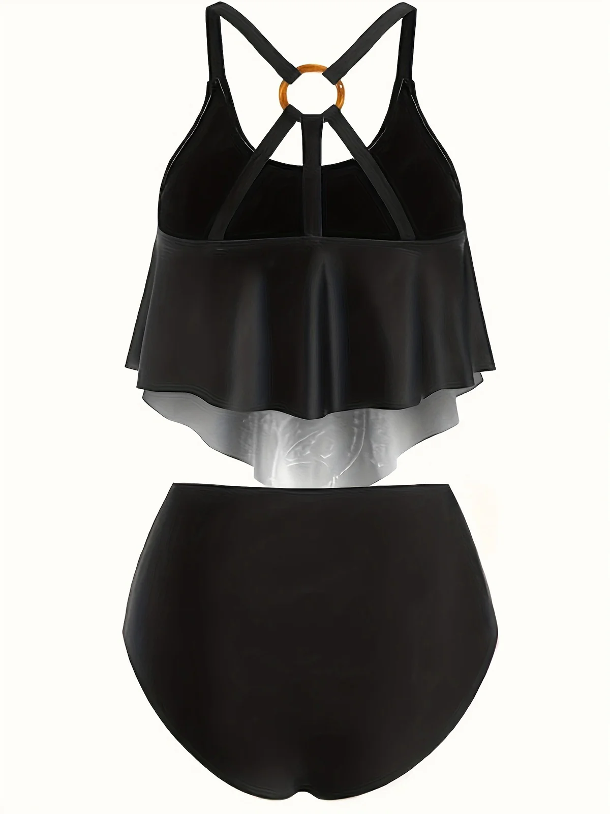 1980s Gothic Dragon Back-Cross Ruffle Swimsuit - Image 4