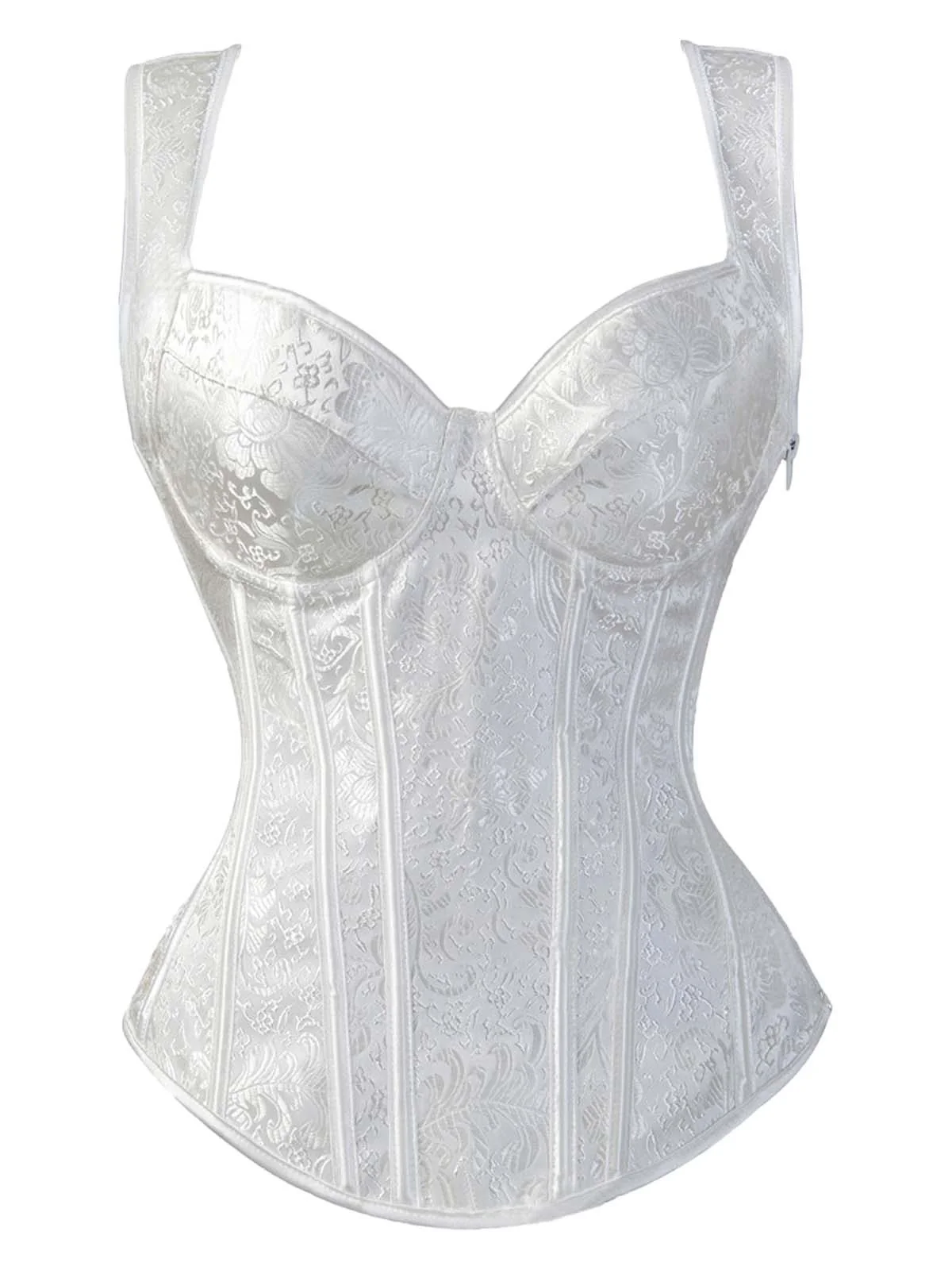 1980s Gothic Jacquard Sweetheart Neck Lace-Up Corset - Image 2