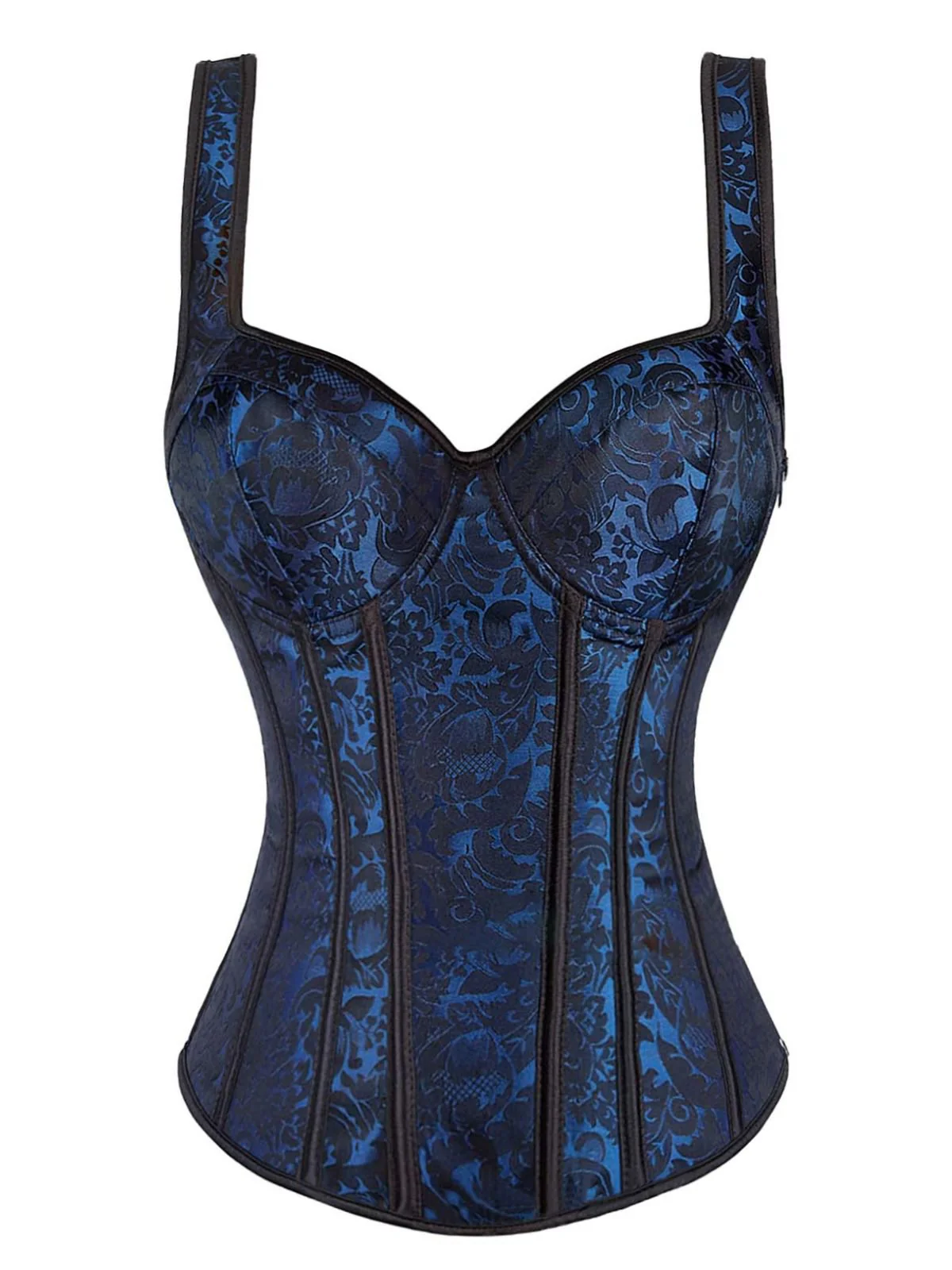 1980s Gothic Jacquard Sweetheart Neck Lace-Up Corset - Image 3