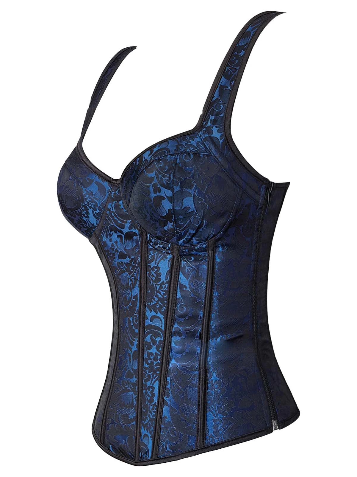 1980s Gothic Jacquard Sweetheart Neck Lace-Up Corset - Image 4