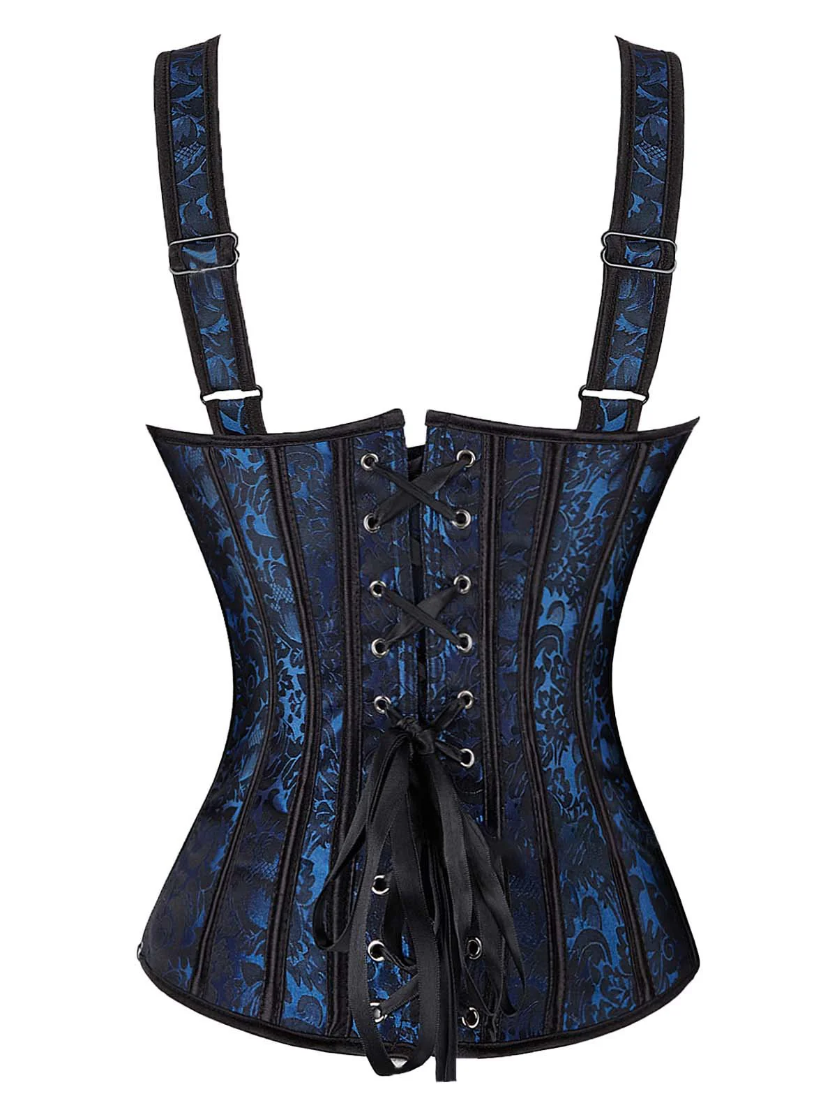 1980s Gothic Jacquard Sweetheart Neck Lace-Up Corset - Image 5