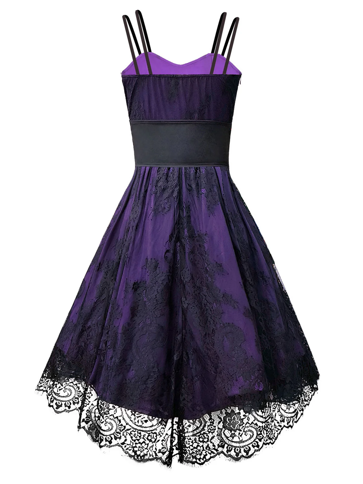 1980s Gothic Punk Eyelash Lace Waistband Dress - Image 2