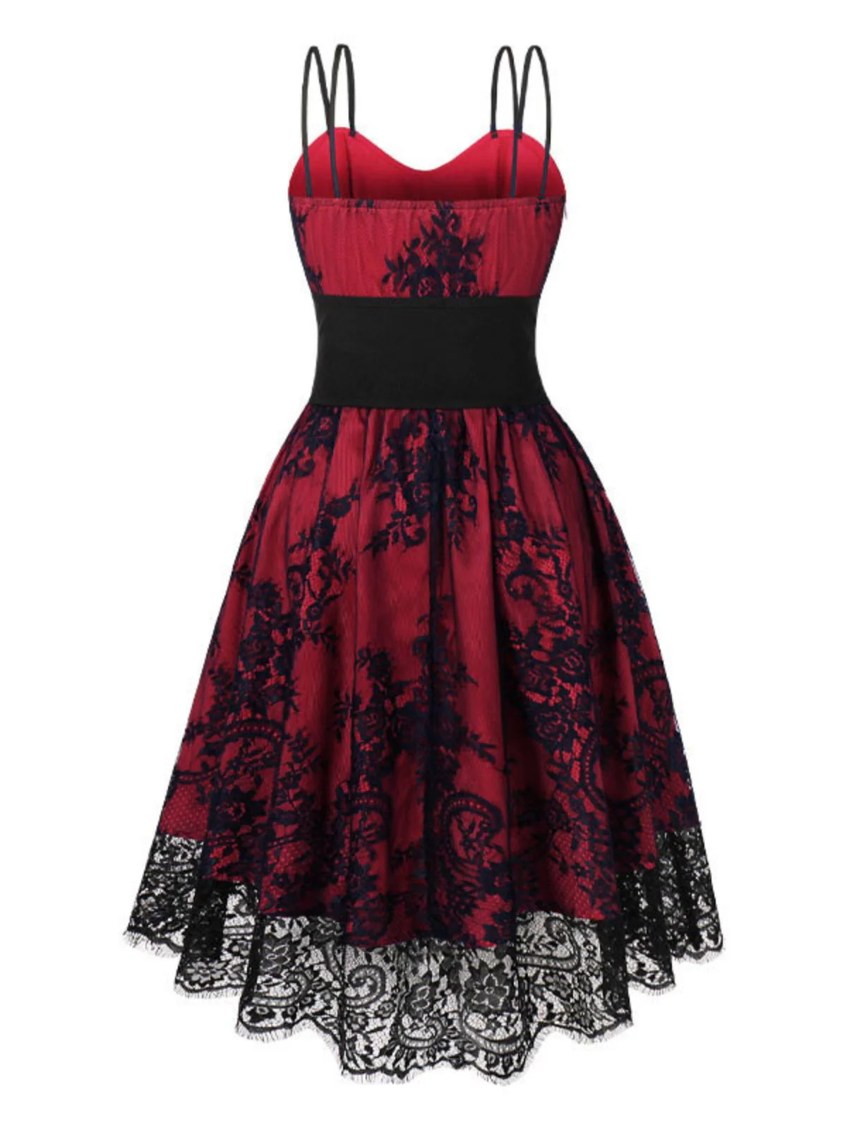 1980s Gothic Punk Eyelash Lace Waistband Dress - Image 4