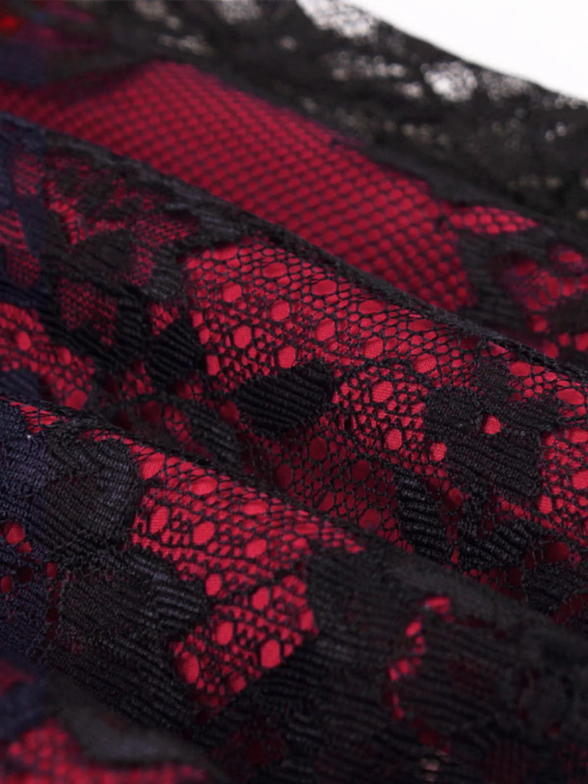 1980s Gothic Punk Eyelash Lace Waistband Dress - Image 5