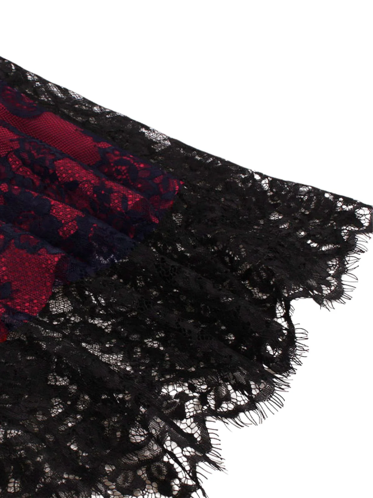 1980s Gothic Punk Eyelash Lace Waistband Dress - Image 7