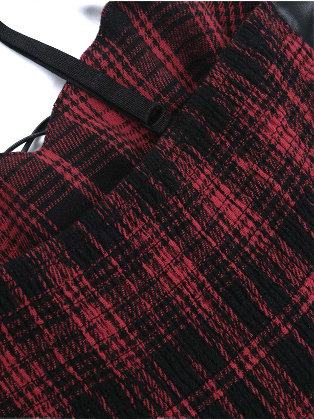 1980s Gothic Punk Leather Plaids Corset Dress - Image 5