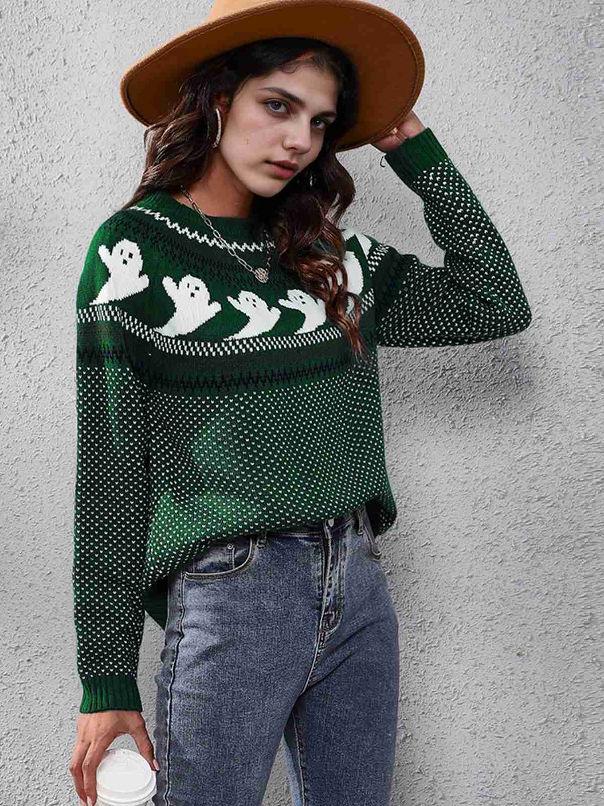1980s Halloween Boo Polka Dot Knitted Sweater - Image 10