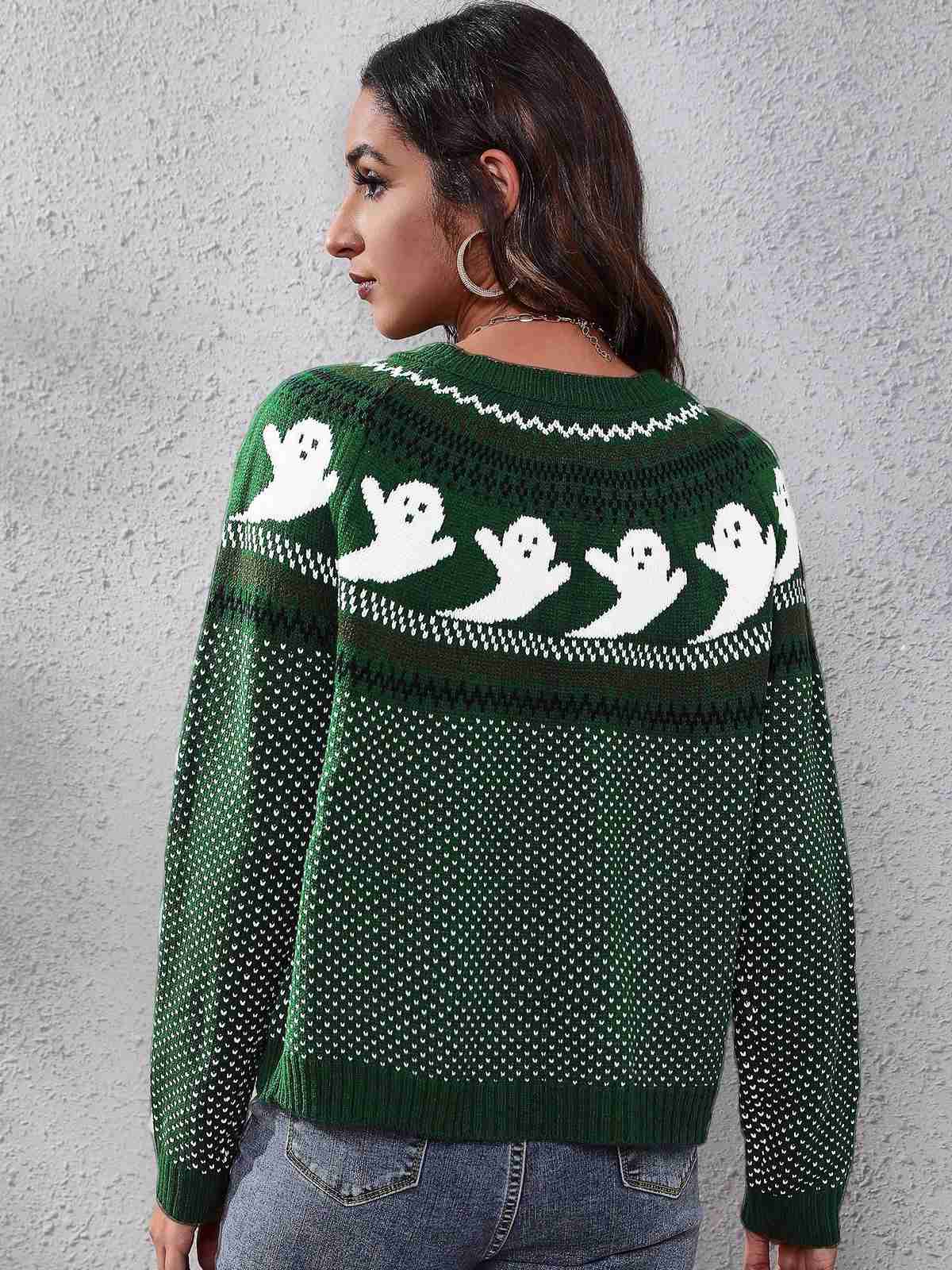 1980s Halloween Boo Polka Dot Knitted Sweater - Image 11