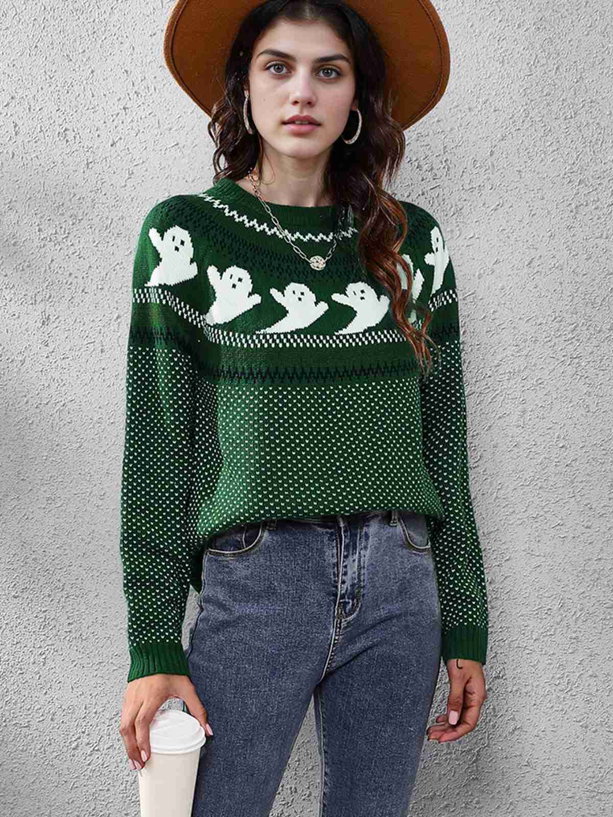 1980s Halloween Boo Polka Dot Knitted Sweater - Image 12