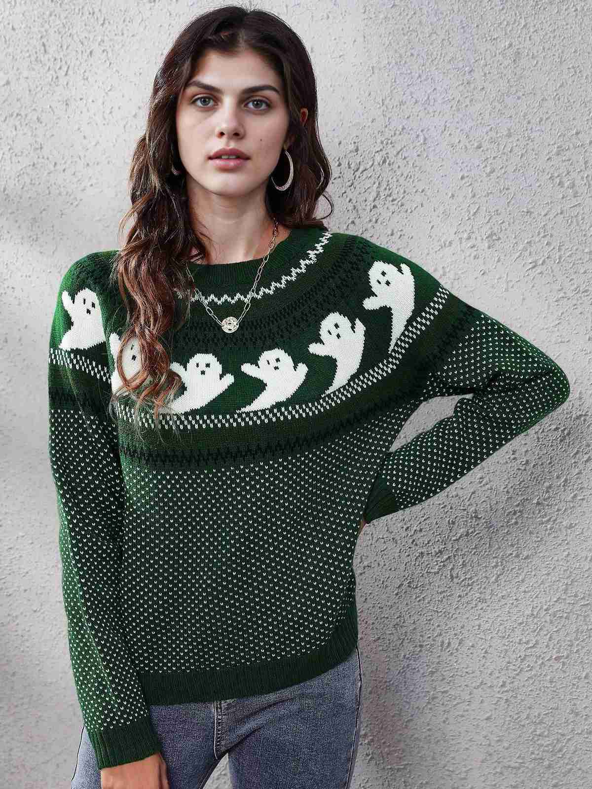 1980s Halloween Boo Polka Dot Knitted Sweater - Image 9