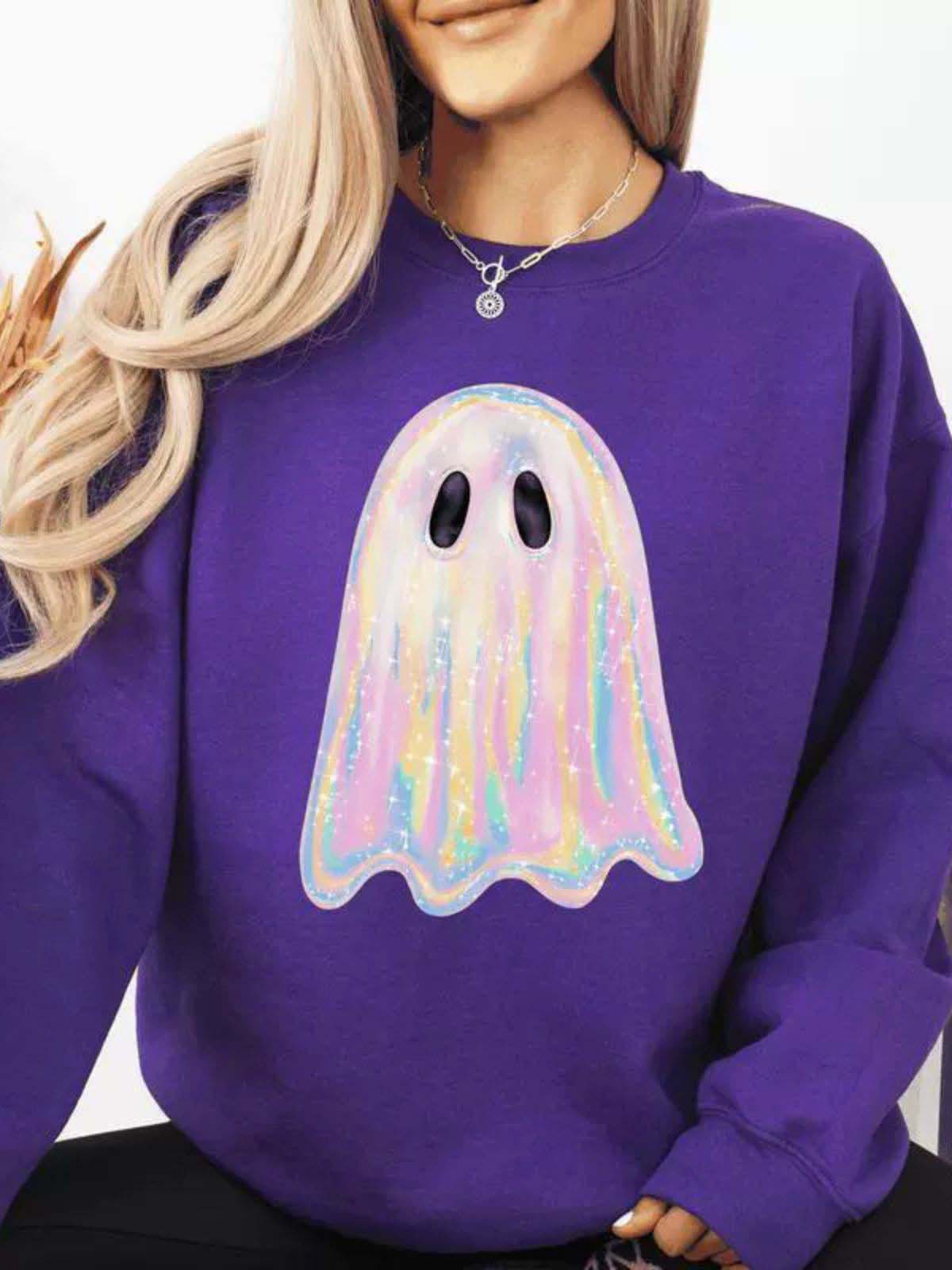 1980s Halloween Ghost Pumpkin Vintage Sweatshirt - Image 12